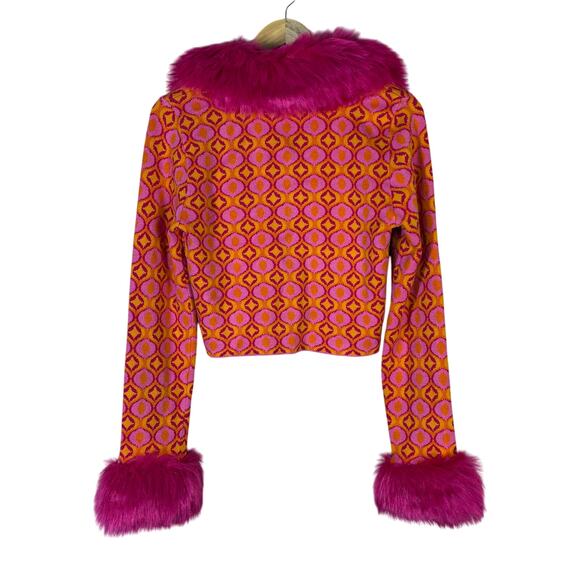 Show Me Your Mumu Zermatt Faux Fur Jacquard Sweater Pants Set Womens L Pink Y2K - Picture 6 of 11